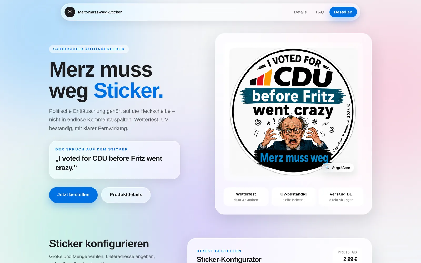 Aufkleber-Shop – Screenshot