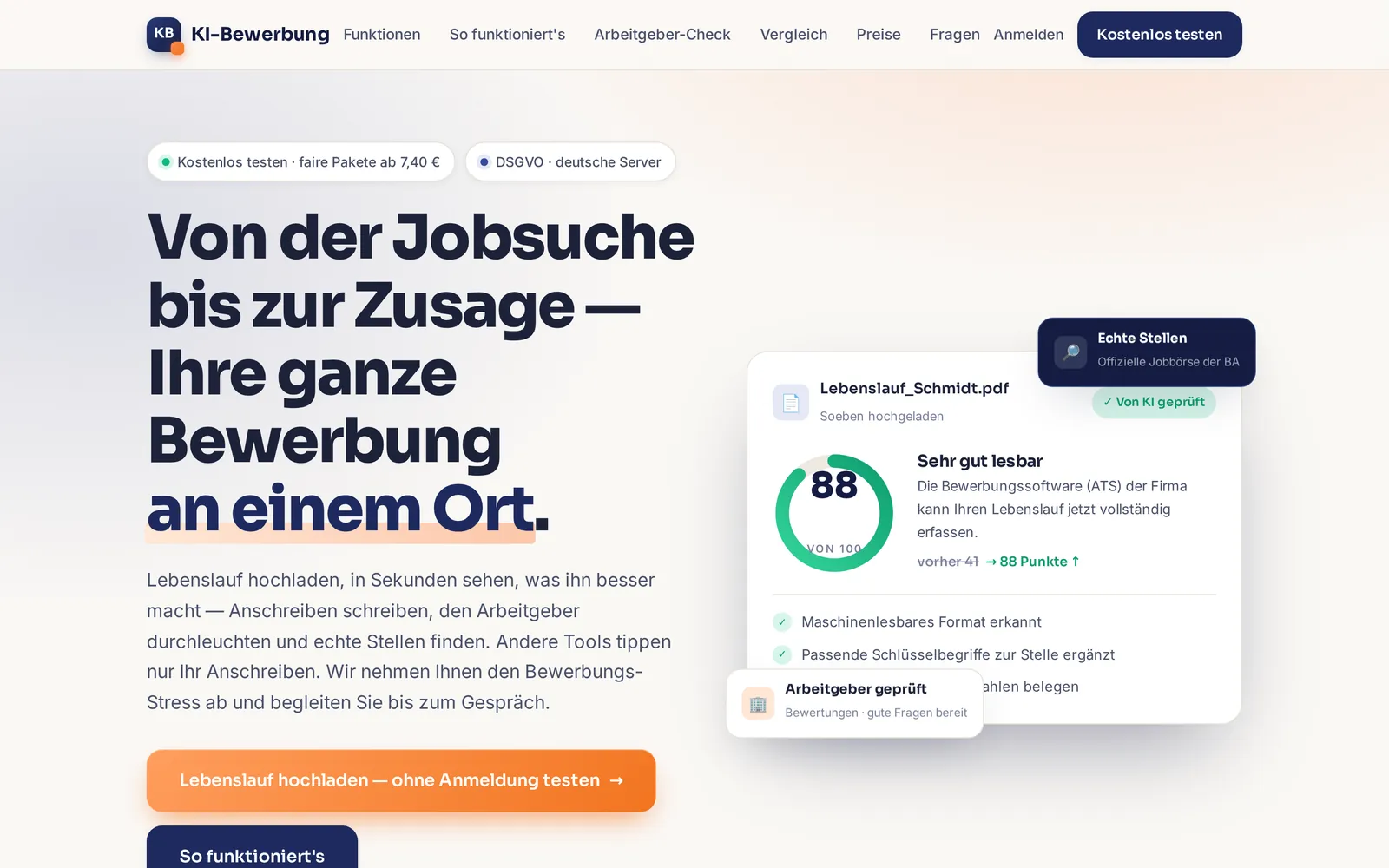 KI-Bewerbung – Screenshot