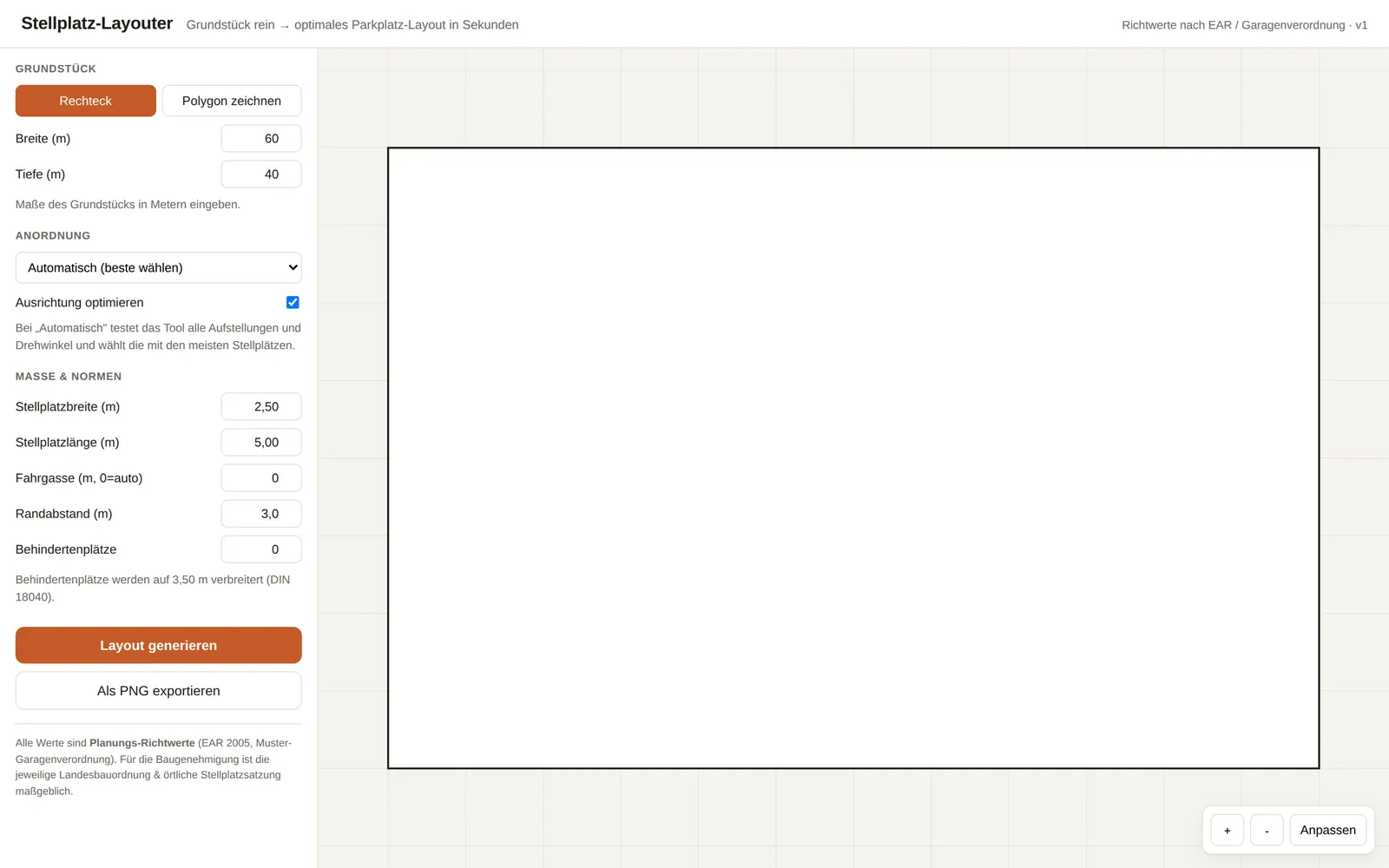 Stellplatz-Layouter – Screenshot